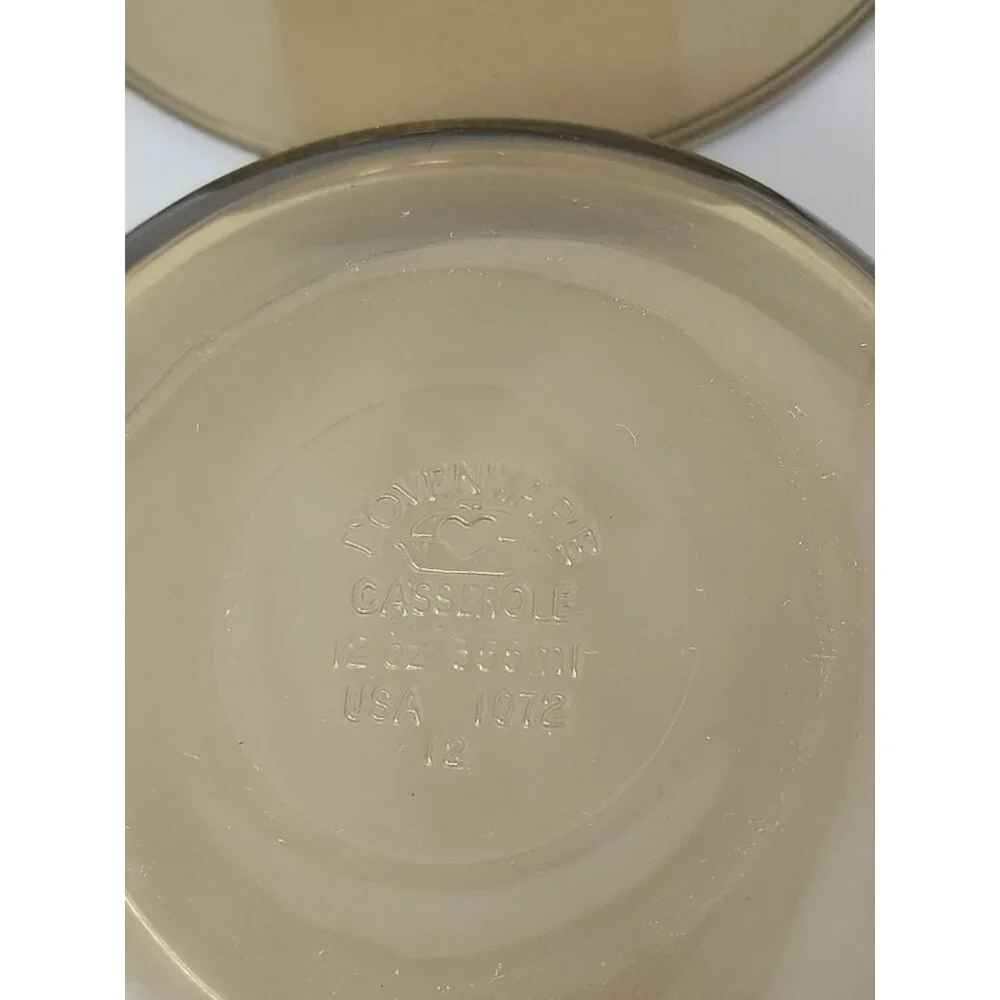 Vintage‎ Lovenware Amber Glass Casserole Dishes & Bowls Set Of 4 With Handles
